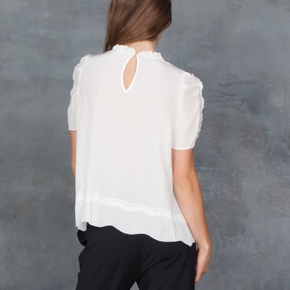 Ulla Johnson Blouse Silk Ivory Ruffles Sleeves Babydoll Isle US 0 - Picture 3 of 14